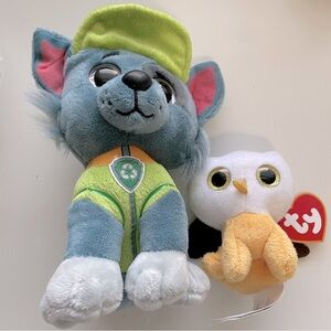 TY Beanie Boos Rocky PAW PATROL and TY Owl Bundle